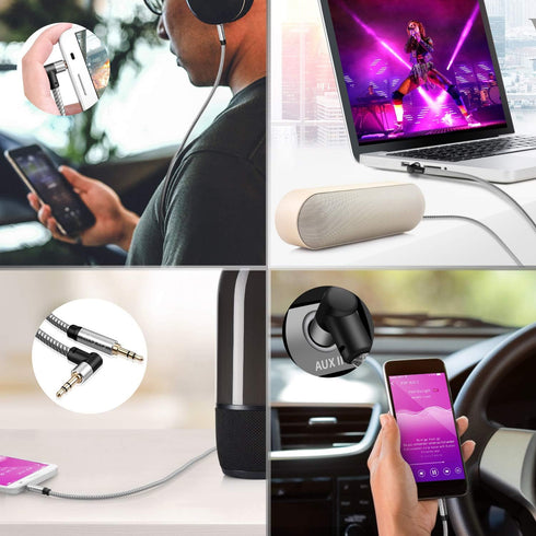 3.5mm Audio Cable 4 ft AUX Cord Male to Male AUX Headphone Cable aux Cable Stereo Aux Jack to Jack Cable 90 Degree Right Angle Auxiliary Cord......
