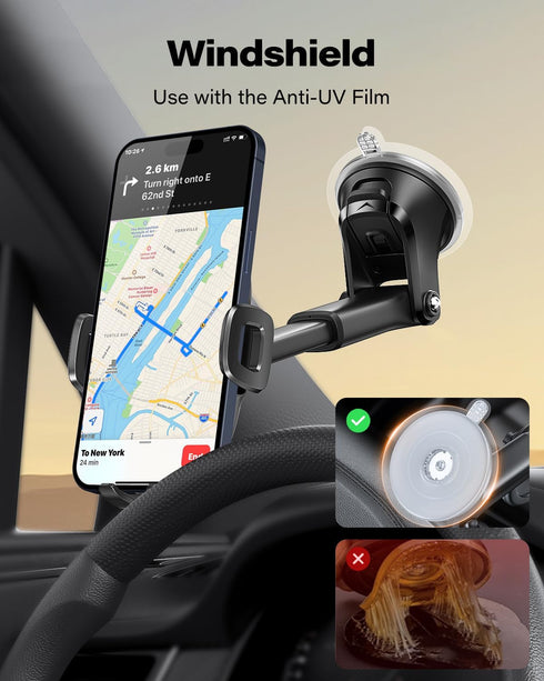 APPS2Car Suction Cup Phone Mount, Universal Phone Holders for Your Car Windshield/Dashboard/Window, Cell Phone Holder Car with Sticky Gel Pad, Com...