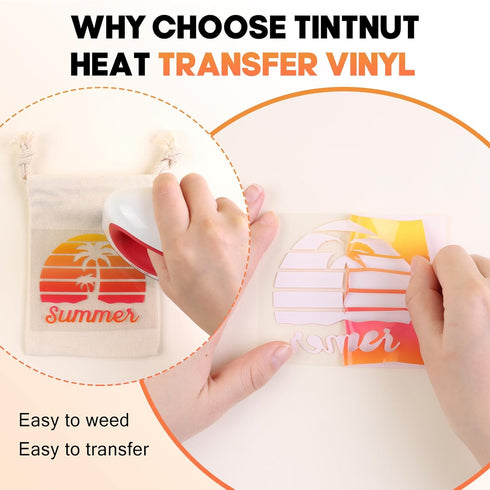 Tintnut Gradient Heat Transfer Vinyl - 8 Pack 12x10 inch Rainbow Ombre HTV Iron on Vinyl Sunset Color Dyeing for T-Shirts...