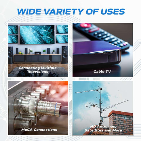 Cables Direct Online 4 Way Bi-Directional 5-2300 MHz Indoor and Outdoor Waterproof Coaxial Antenna Splitter for RG6 RG59 Coax Cable Satellite HDTV...
