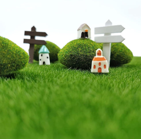 SNAIL GARDEN Fairy Artificial Grass, 8Pack Life-Like Garden Lawn with 5Pcs Artificial Moss Rocks-Miniature Ornament Garden Fairy Accessories for G...