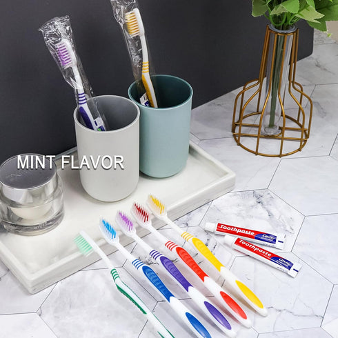 10 Pack Disposable Toothbrushes with Toothpaste Individually Wrapped, 10g Travel Toothpaste Single Use Manual Toothbrush Kit for Adults Guests Tra...