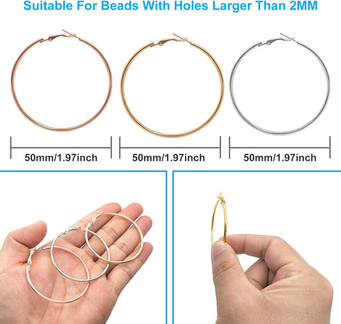60Pcs Hoop Earring Findings Stainless Steel Earrings Beading Round Earrings Hypoallergenic Circle Earring Open Beading Hoop for Jewelry Making DIY...