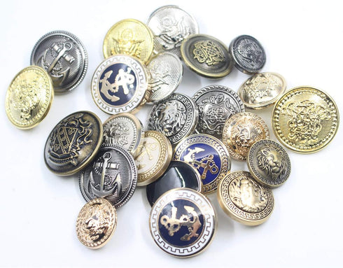 11 Pieces Vintage Antique Brass Metal Blazer Button Set - King's Crowned, Vine Crest - for Blazer, Suits, Sport(Bronze 15MM 20MM)...