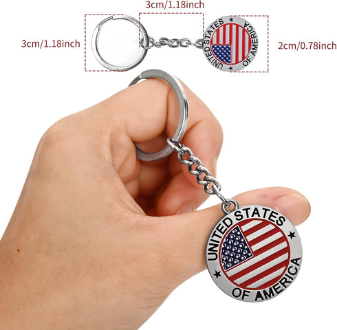 12pcs NYC US United States of America Keychain Metal Key Ring Star Stripe US Flag Souvenir Patriotic Christmas Gift...