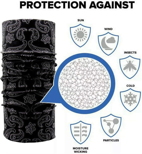 Tube Bandana Face Mask Scarf Paisley Print Head Neck Gaiter Motorcycle Bike Hiking...