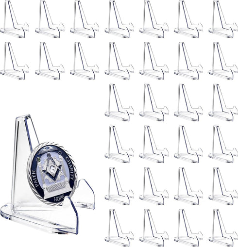 30 Packs card stands for sports cards, Clear Acrylic Easel Stands 2.68 Inch Coin Display Stand for Baseball Card Trading Cards Medals Pockets Watc...
