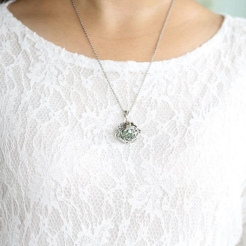 2PCS Aromatherapy Essential Oil Diffuser Necklace Love Heart and Hollow Ball Locket Pendant Necklace with Lava Bead Stone for Women...
