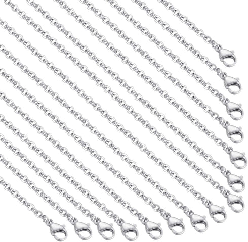 30 Pack 24 Inch Necklace Chain Stainless Steel Link Cable Chain Necklace with Lobster Clasps for DIY Jewelry Making...