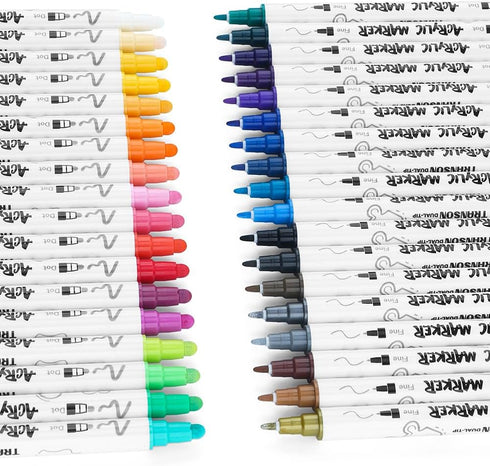 TRANSON 36 Color Dual-tip Acrylic Paint Pen Set for Canvas Rock Wood Leather Ceramic DIY Painting...