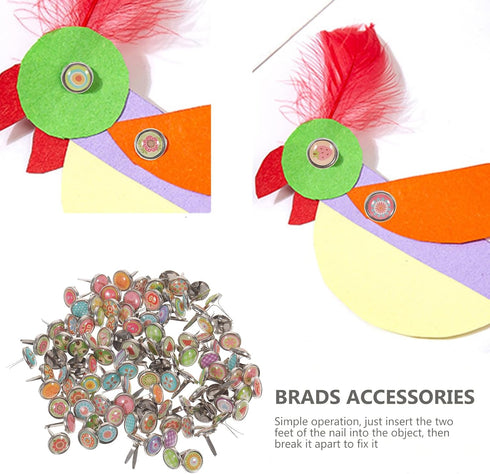 Amosfun 100pcs Mini Brads Metal Scrapbooking brads Paper Fasteners for DIY Crafts 9mm...
