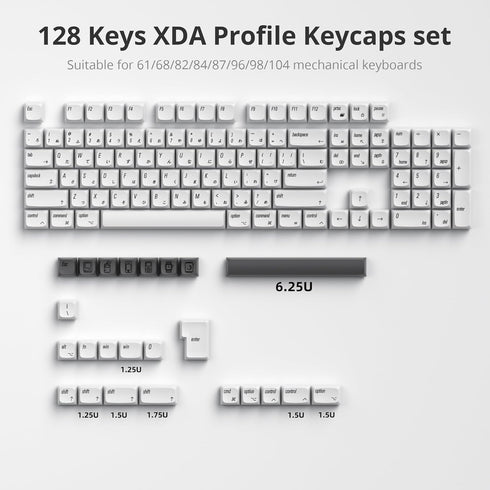 Owpkeenthy 128-Key Japanese White PBT keycaps Custom Minimalist 75 Percent XDA Keycap Set for 60% 65% 75% Fullsize MX Switches MAC Mechanical Keyb...