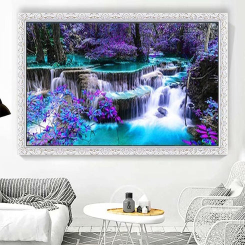 DIY 5D Diamond Painting Kits for Adults Waterfall Embroidery Full Round Drill Large Size(31.5x11.8 inch) Diamond Crystal Gem Arts Painting Craft f...