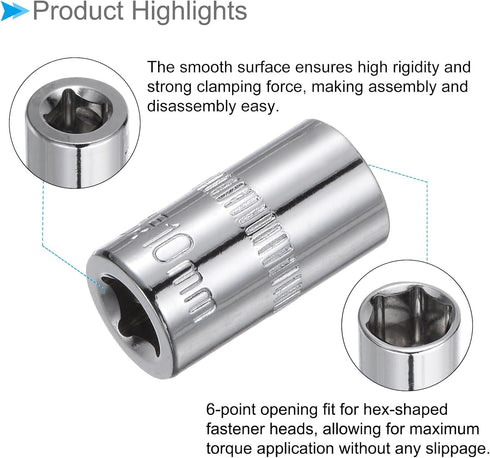 Impact Socket Adapter Set, 1/4" Drive 8mm 1/4" Shank, CR-V Shallow Socket Swivel Joints Hexagon Shank - (Applications: for Cordless Drill, Impact ...