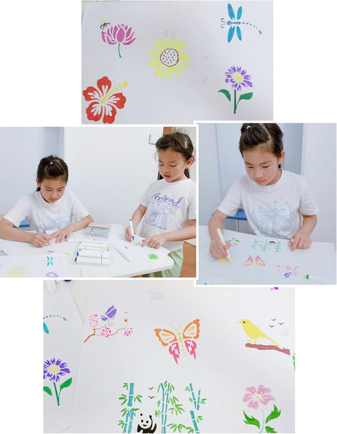 60pcs Stencils for Crafts Reusable,3inch Small Animal Plant Flower Insect Template for journaling,Card Making,Spray Painting,Drawing Creating on W...