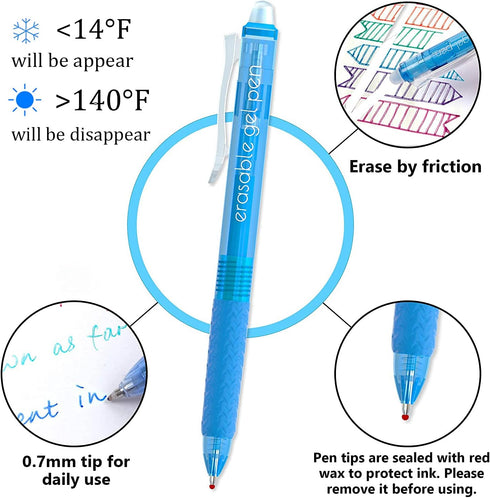 Vanstek 15 Colors Retractable Erasable Gel Pens Clicker, Fine Point(0.7), Make Mistakes Disappear, Premium Comfort Grip for Drawing Writing Planne...