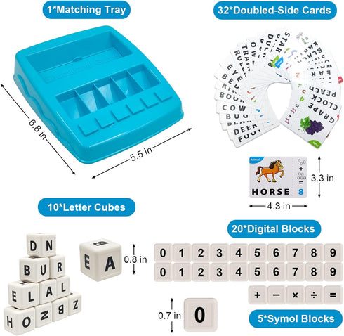 Matching Letter Game for Kids, 2 in 1 Educational Toys Alphabet Spelling & Reading, Number & Color Recognition, Flash Cards Learning Toys Gifts fo...