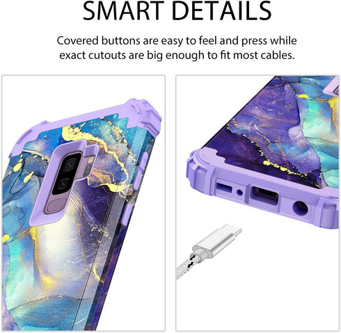 Rancase for Galaxy S9 Plus Case,Three Layer Heavy Duty Shockproof Protection Hard Plastic Bumper +Soft Silicone Rubber Protective Case for Samsung...
