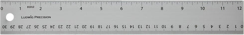 Ludwig Precision Aluminum Straight Edge Ruler, 12-INCH, Silver...