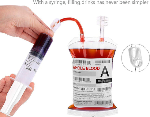 WYNK 20 Pack Halloween Decorations Blood Bag for Drink, 11.5 FL Oz Reusable Cups Containers, Live Blood of Theme Parties, Halloween/Vampire/Hospit...