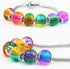 RUBYCA Mix Rainbow Gradient Murano Glass Bead European Charm Bracelet Spacer DIY Silver Color 100pcs...