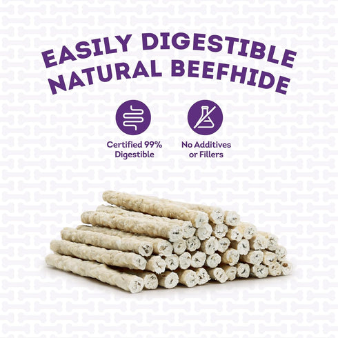 Beefhide Munchy Sticks 5" Dog Chew Treats - Natural Flavor, 40 Count/1 Pack...