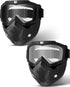 Frienda 2 Pieces Motorcycle Goggles Helmet Riding Goggles Glasses With Face Cover(Gray, Transparent)...