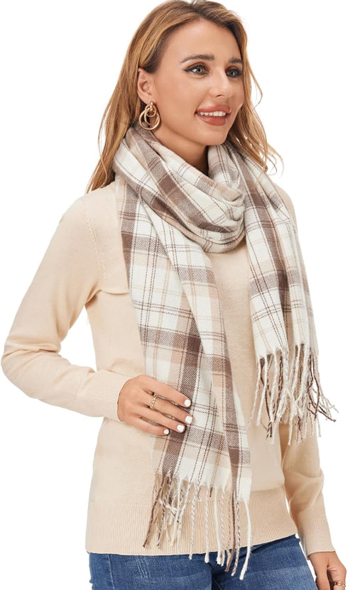 Fuinloth Women's Large Plaid Scarf Fashion Long Shawl Wrap for Winter Warm Lightweight...
