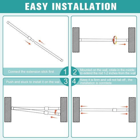 2 Pack Spring Tension Curtain Rod Adjustable 28-43 Inches?5/8" Diameter, White...