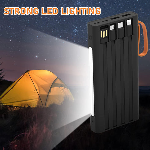 Portable Charger with Built in Cables,10000mAh Power Bank with LED Lamp 22.5W Fast Charging USB C External Battery Pack Phone Charger with LED Dis...