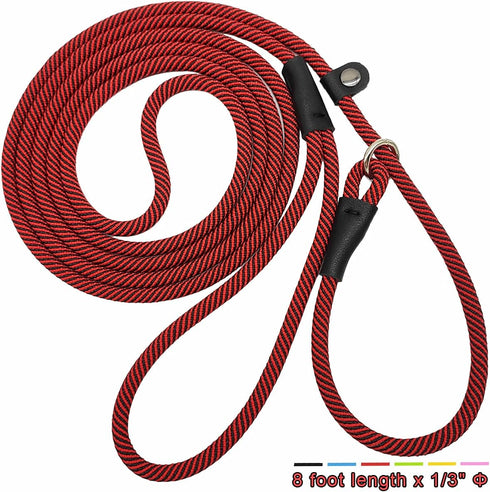 8FT Slip Lead Dog Leash, 1/3” Strong Rope Dog Leash, Adjustable No- Pull Small Dog Leash for Puppy, Small and Medium Pets...