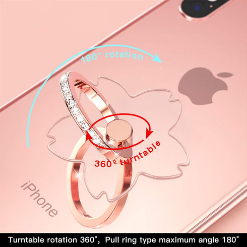 YINHEXI 2 Pcs Transparent Phone Ring Stand Holder Cell Phone Ring Holder Finger Grip 360 Degree Rotation (Rose Gold & Diamond-4)...