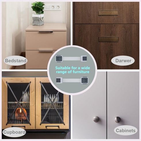 Child Proof Cabinet Locks, 4 Pack Child Locks for Drawer Cupboard Dishwasher Cupboard Pantry and Toilet. Adhesive Safety Baby Proofing Fridge Lock...
