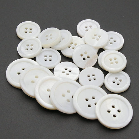 White Genuine Mother of Pearl Buttons, 22PCS/Pack(16PCS 15MM+6PCS 20MM), Natural MOP Pearl Shell Bulk Buttons for DIY Sewing Crafts,Shirts, Suits ...