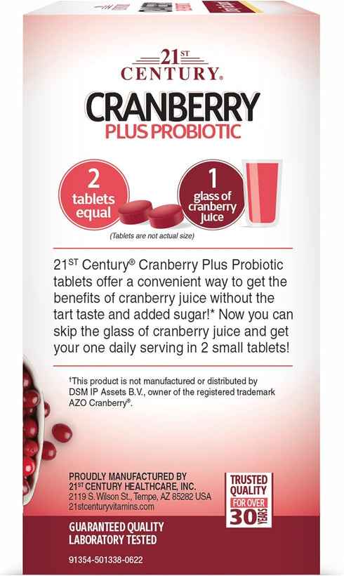 21st Century Cranberry Plus Probiotic Tablets, 60 Count...