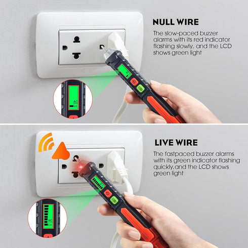 WGGE AC Voltage Tester/Non-Contact Voltage Tester with Dual Range AC 12V-1000V/48V-1000V, Electrical Pen with LCD Display and Flashlight Buzzer Al...