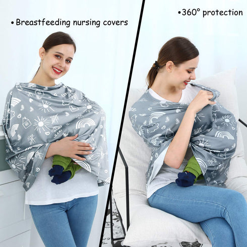 Carseat Canopy Breastfeeding Cover - Multi Use Infant Stroller Cover, Car Seat Covers for Babies, Baby Shower Gifts for Boys and Girls (Creativity...