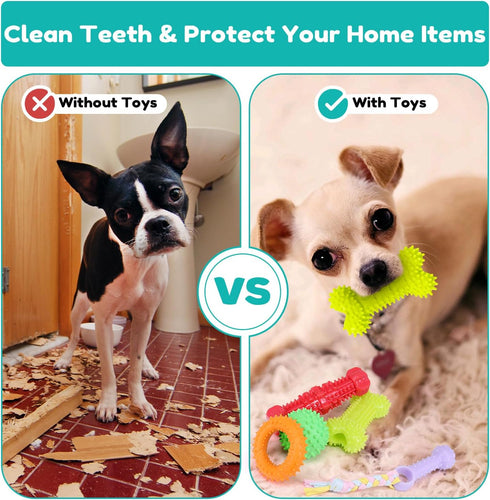 Puppy Chew Toys for Teething, Puppy Toys 6 Pack, Dog Toys for Small Dogs, Squeaky Dog Toy, Puppy Teething Toys for Teeth Cleaning & Gum Massage, A...