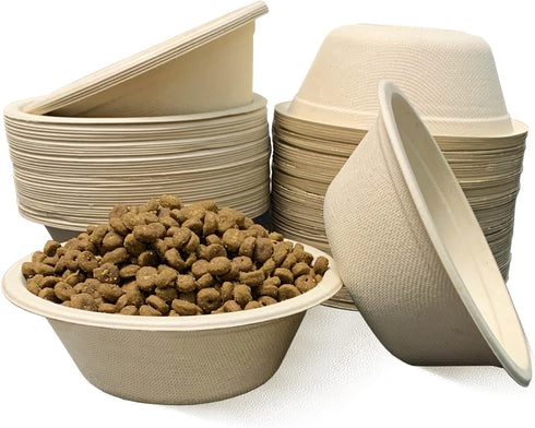 JETKONG 12 oz/1.5 cup Disposable Dog Bowls 100pk, 100% Compostable Pets Feeding Bowls Paper Dog Travel Bowls Great for Dry and Wet Dog Food or Wat...