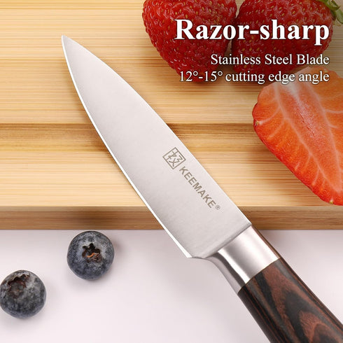 KEEMAKE Paring Knife 3.5 inch, Fruit Knife with German High Carbon Stainless Steel 1.4116 Small Knife, Pairing Knife with Pakkawood Handle Small K...