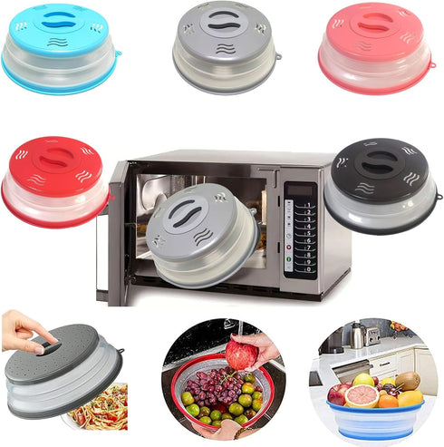 Microwave Splatter Cover Vented for Food, Splatter Guard & Colander Kitchen Gadget for Fruit Vegetables Microwave Plate Cover with Hook Hole,Dishw...