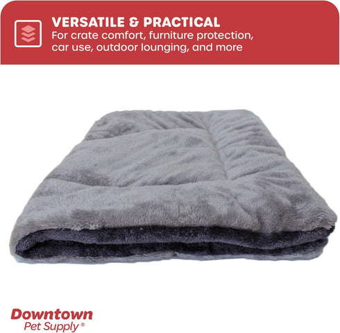 Downtown Pet Supply - Dog Crate Mat - Comfort Dog Bed or Cat Bed - Soft Fleece Nap Mat - Easy Maintenance, Machine Washable Dog Bed - Charcoal/Sil...