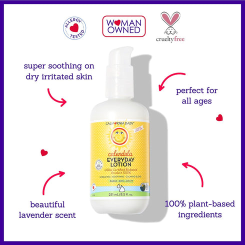 California Baby Calendula Lotion | 100% Plant-Based Moisturizer | Lavender Baby Lotion | Face Moisturizer For Dry Skin | Hypoallergenic | 8.5 oz....
