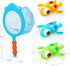 Bath Toys Set for Toddlers 1-3 Kids 4-8, 3Pcs Wind Up Swimming Turtle Water Toys with 1Pcs Shark Fishing Net, Floating Wind Up Turtle Bathtub Toys...