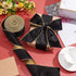 OLYCRAFT 10 Yards Velvet Wired Ribbon 2.5 Inch Black Gold Soft Velvet Ribbon Wired Black Flat Cotton Ribbons with Gold Backing for Gift Wrapping D...