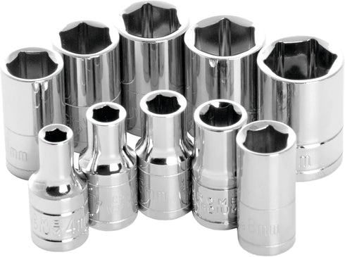 Performance Tool W36202 1/4-Inch Drive 6-Point MET Socket Set, 10-Piece, Metric...