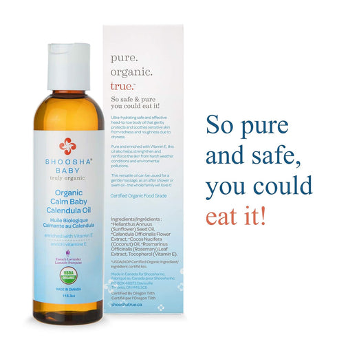 Shoosha Organic Calendula Oil French Lavender, for Babies, Real Calendula Oil, Calendula Massage Oil Moisturizer, Hypoallergenic, Gluten-Free, 100...