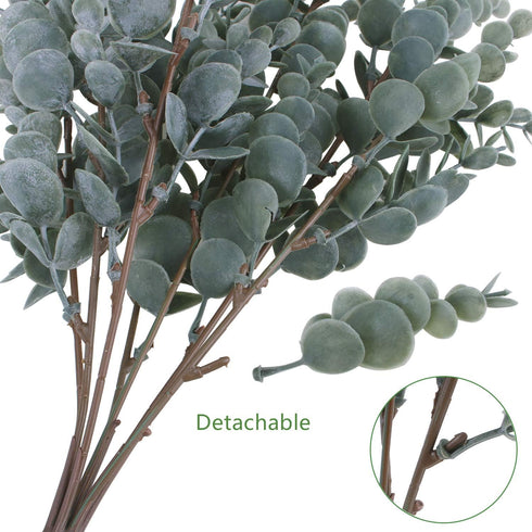 3 Pack of Artificial Eucalyptus Stem Shrub Faux Eucalyptus Leaves Spray Artificial Greenery Stems Fake Silver Dollar Branches Plants for Home Wedd...