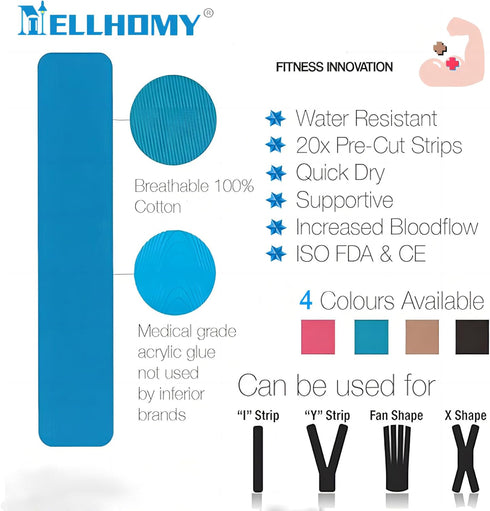 Kinesiology Tape Precut-40 Strips | Pro Elastic Athletic Tape for Joints Support & Muscle Pain Relief-Hypoallergenic and Waterproof K Tape Perfect...