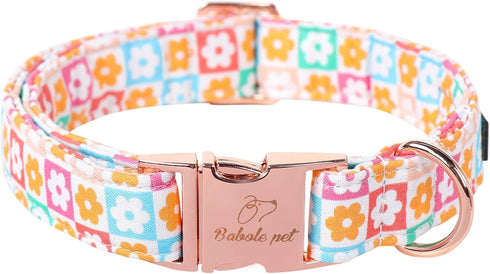 Dog Collar for Spring and Summer, Cotton Dog Collar with Safety Metal Buckle, Adjustable Puppy Collar for Small, Medium and Large Dogs S...